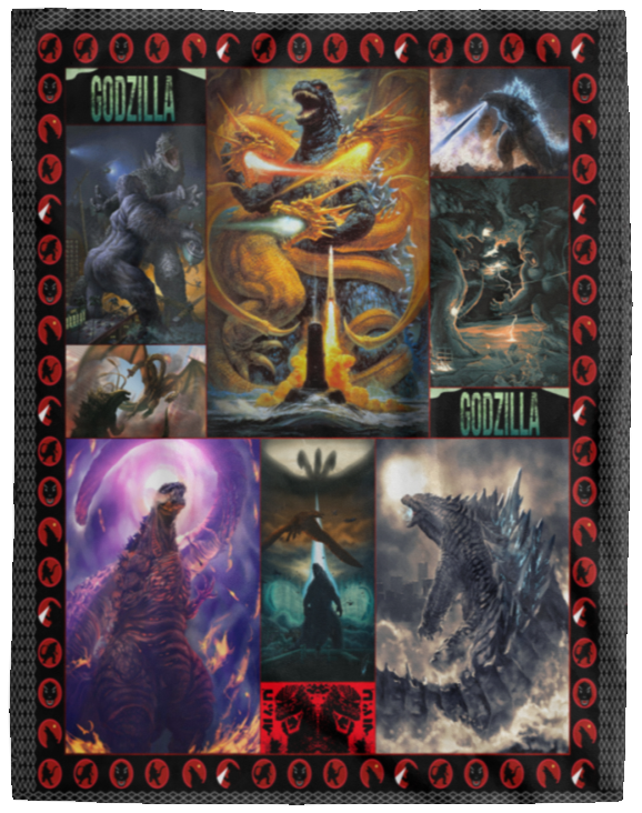 Godzilla Great War Fleece Blanket, Premium Sherpa Blanket, Godzilla Vs Kong Blanket, Godzilla Movie Blanket, Godzilla Vs Dragon Blanket VPL Cozy Plush Fleece Blanket - 60x80