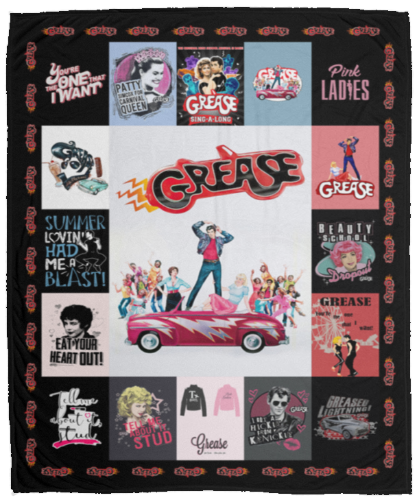 Grease Movie Fleece Blanket, Premium Sherpa Blanket, Grease Quilt, Romantic Movie Quilt, Movie Blanket, Grease Movie Lover GiftVPM Cozy Plush Fleece Blanket - 50x60