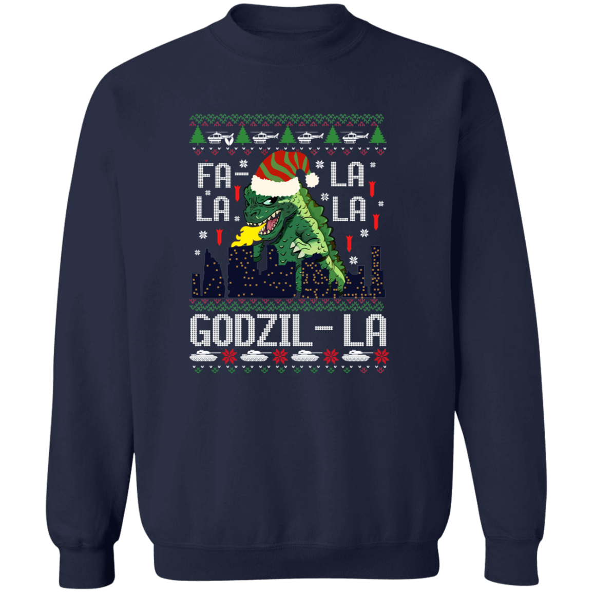 Fa La La La Godzilla Christmas Vintage Pullover Sweatshirt