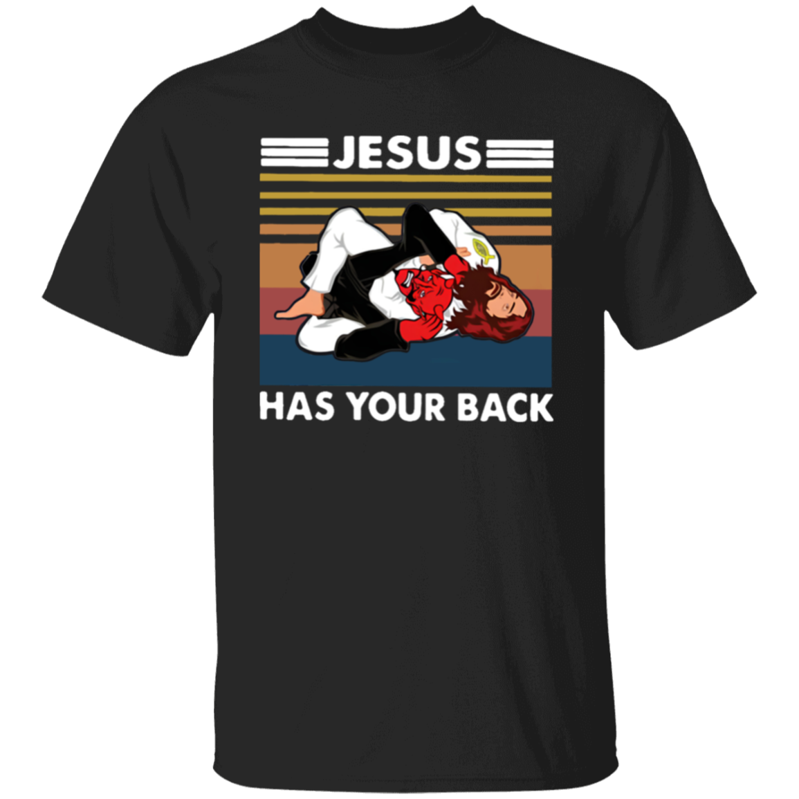 Jiu Jitsu Jesus Has Your Back Unisex Funny Christian Gift VintageT-Shirt - lucy - 93386669