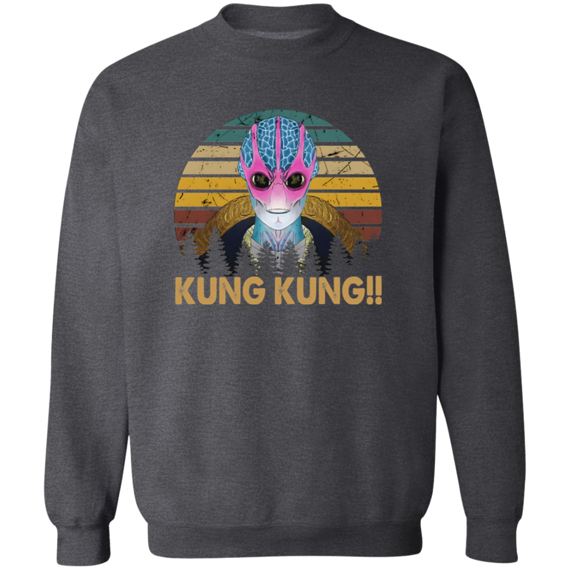 Vintage Kung Kung Resident Alien Design Vintage Gildan Crewneck Pullover Sweatshirt