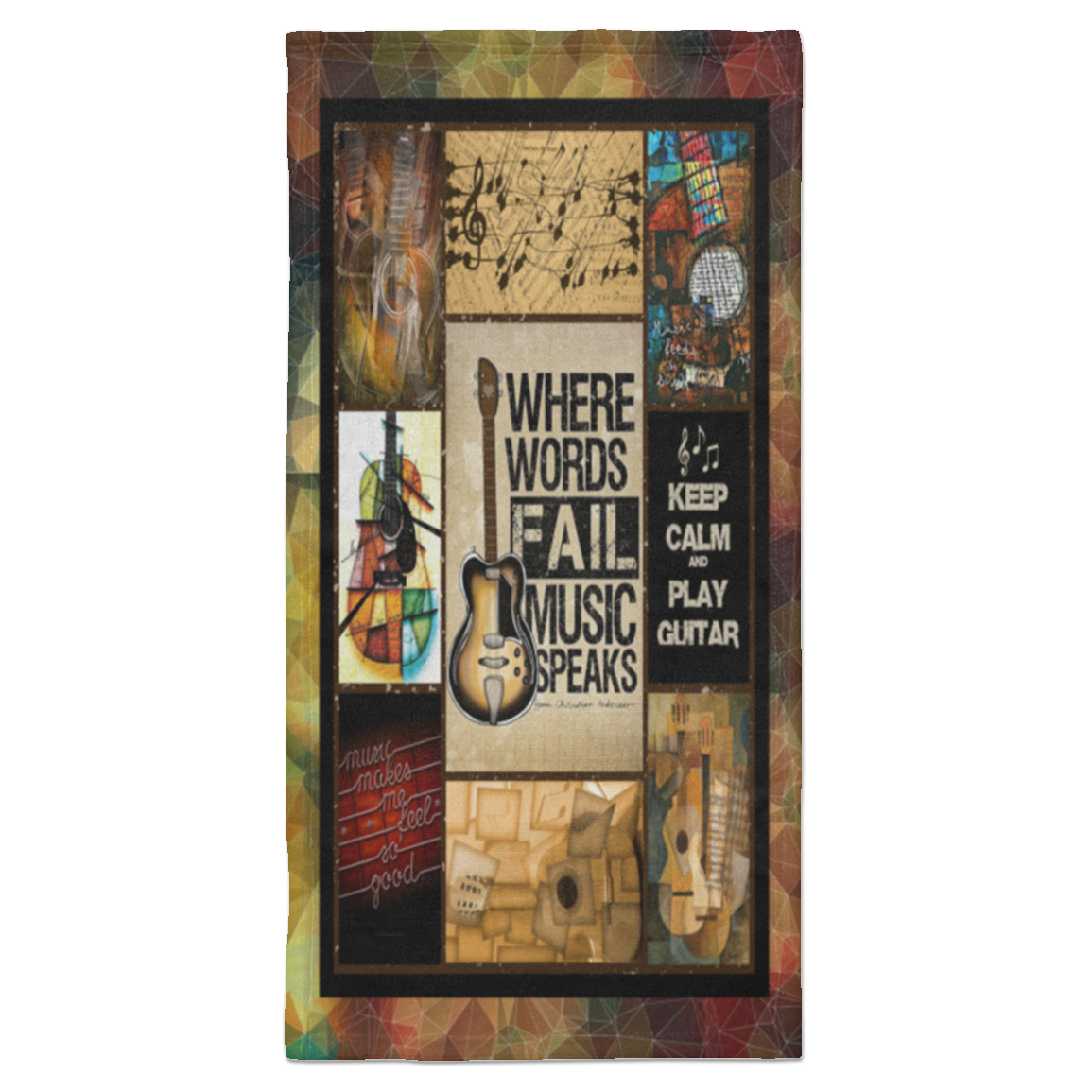 Where Words Fail Music Speaks Fleece Blanket, Premium Sherpa Blanket, Guitar Lover Gift, Guitar Blanket, Music Blanket, Guitarist Gift S6HATL Towel - 15x30