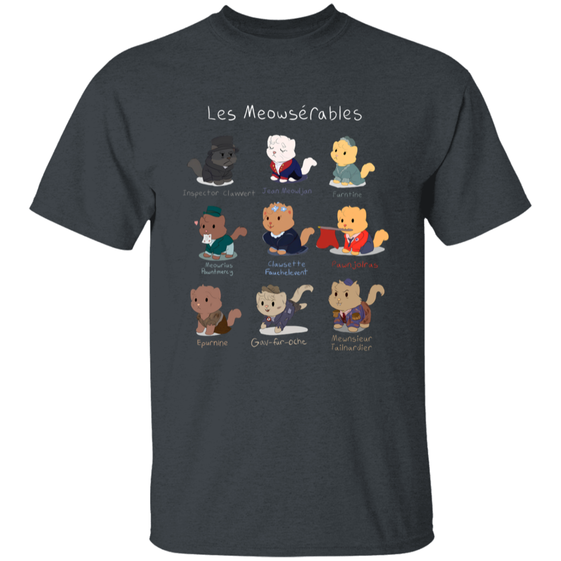Cute Les Meowserables Cat Pun Teacher Vintage Unisex T-Shirt - letter