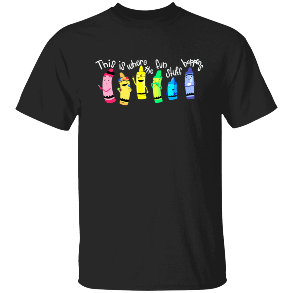 This Is Where The Fun Stuff Happens Teacher Vintage Unisex T-Shirt - letter
