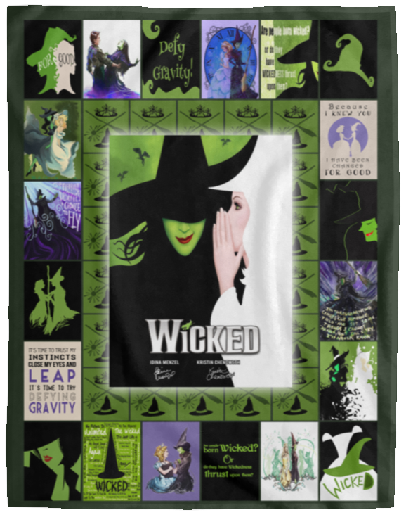 Wicked Fleece Blanket, Premium Sherpa Blanket, Wicked Blanket, Musical Quilt, Wicked Musical Blanket VPL Cozy Plush Fleece Blanket - 60x80