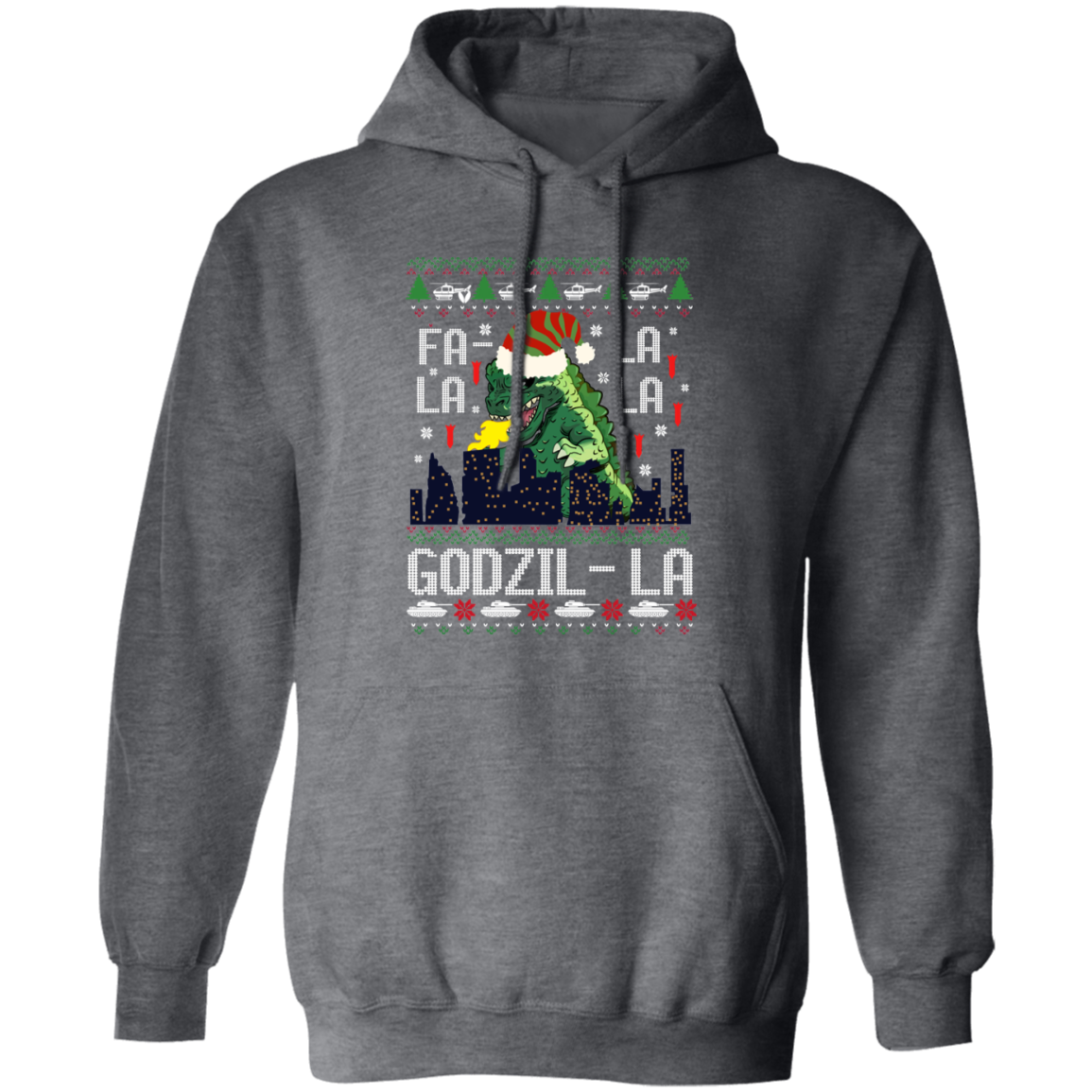 Fa La La La Godzilla Christmas Vintage Gildan Pullover Hoodie