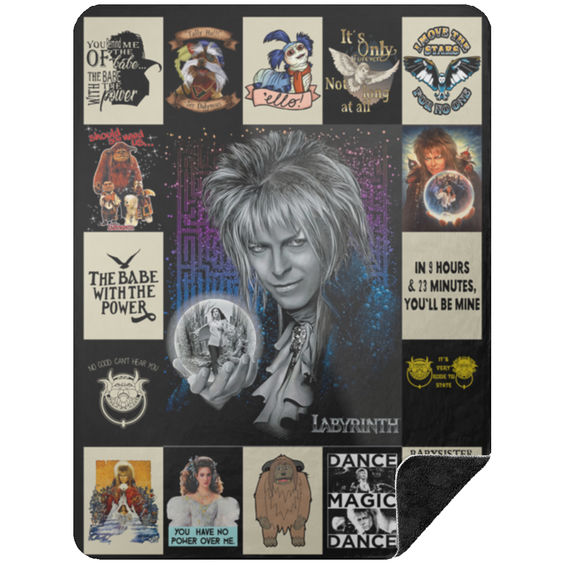 Dd Labyrinth For Fans Fleece Blanket, Premium Sherpa Blanket, David Bowie Blanket, Movie Quilt, Music Film Blanket, Movie Characters BlanketBSHL Premium Black Sherpa Blanket 60x80