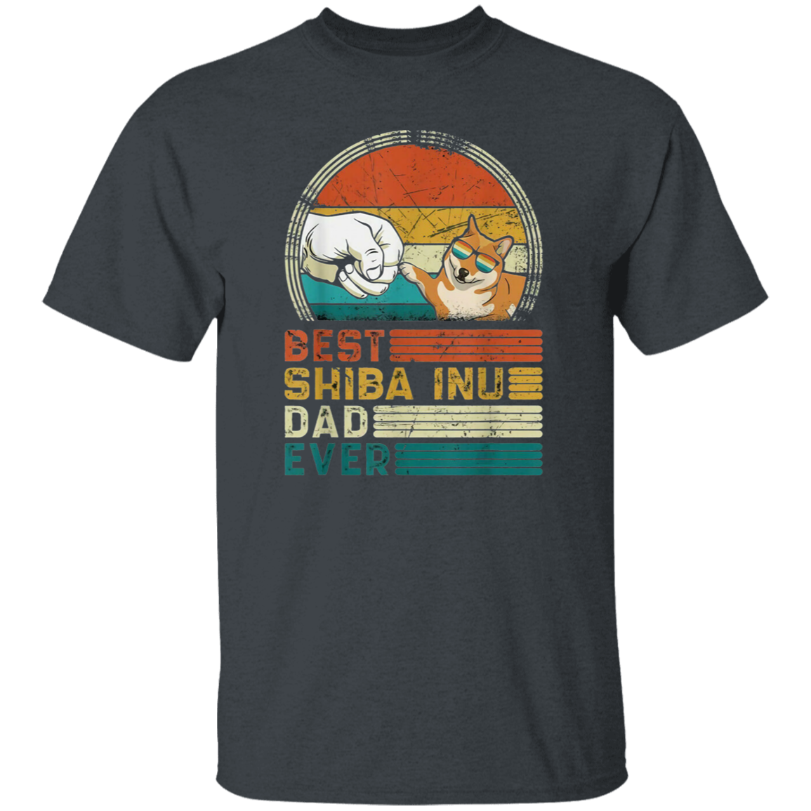 Best Shiba Inu Dad Ever Vintage T-Shirt, Father's Day Shirt, Fathers Day Shirt, Dad Shirt, Daddy Shirt, Gift For Dad, Dog Shirt, Shiba Shirt G500 5.3 oz. T-Shirt