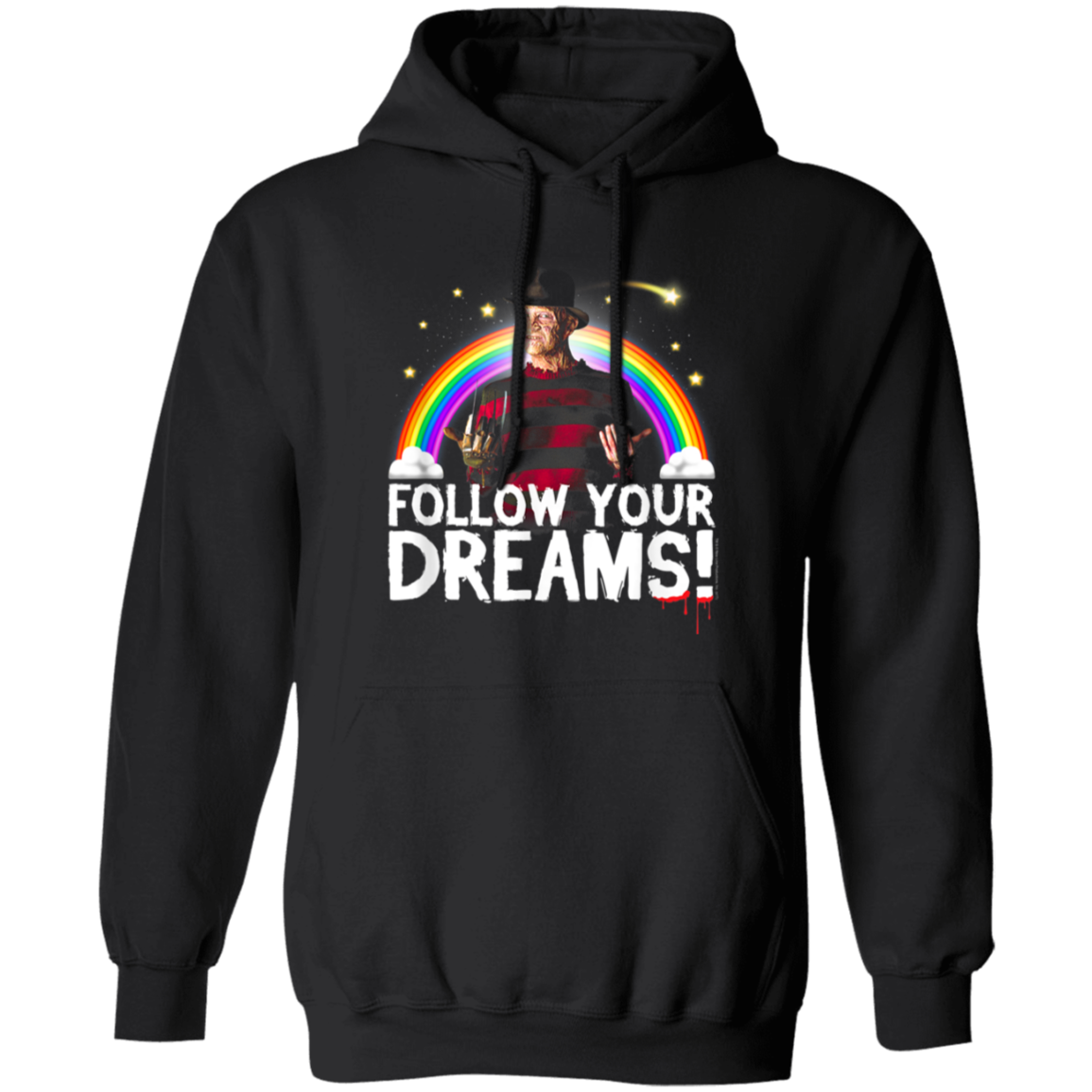 Nightmare On Elm Street Follow Dreams Rainbow Halloween Vintage T-Shirt, Freddy Krueger Shirt, Funny Freddy Krueger Shirt, Halloween Shirt G185 Gildan Pullover Hoodie