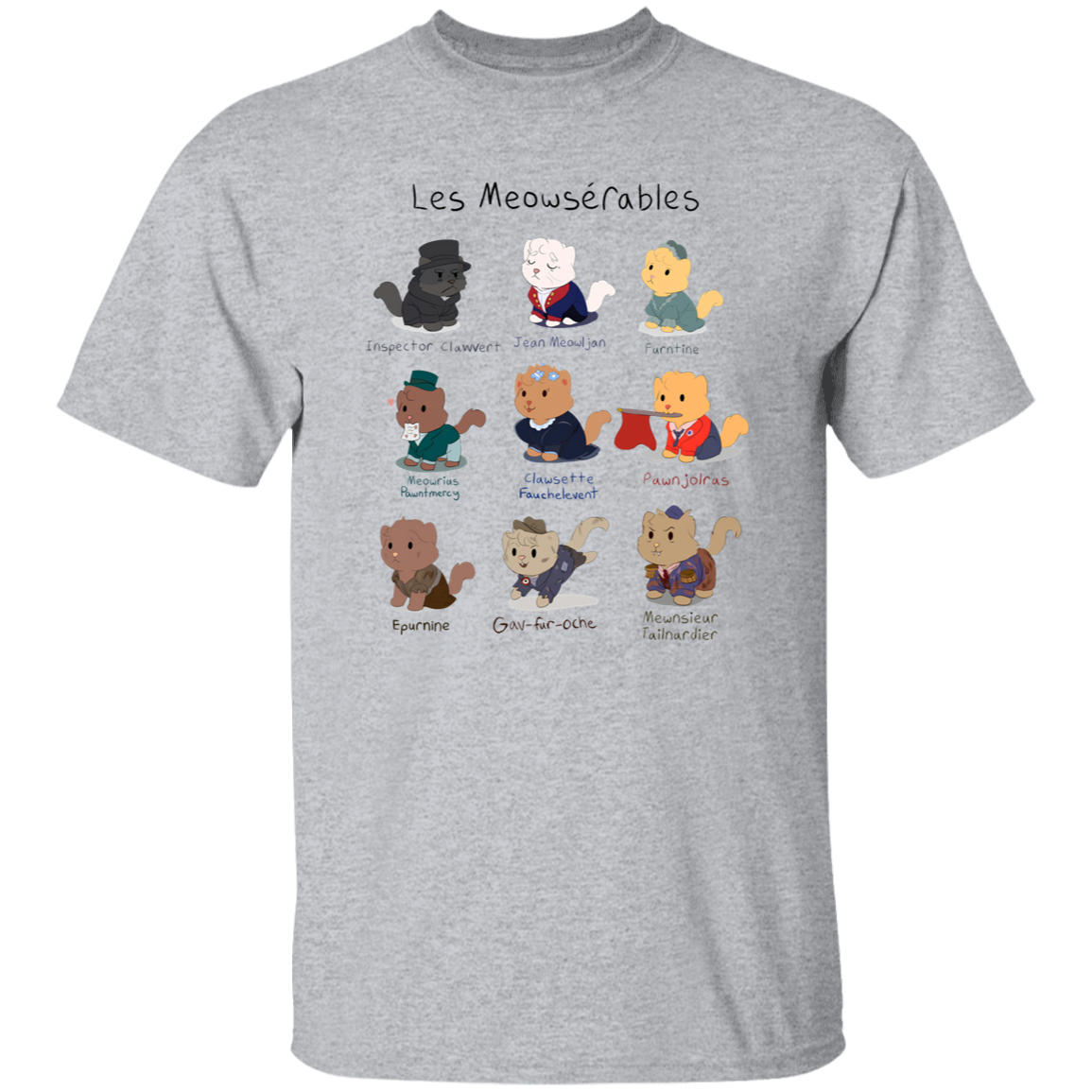Cute Les Meowserables Cat Pun Teacher Vintage Unisex T-Shirt - letter
