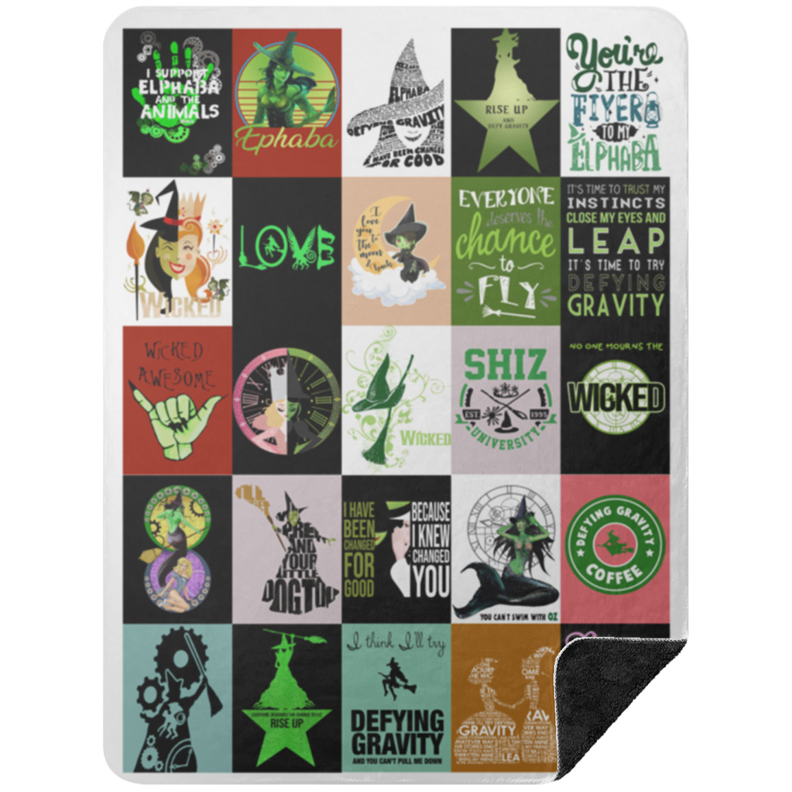 Wicked Fleece Blanket, Premium Sherpa Blanket, Wicked Blanket, Musical Quilt, Wicked Musical Blanket BSHL Premium Black Sherpa Blanket 60x80