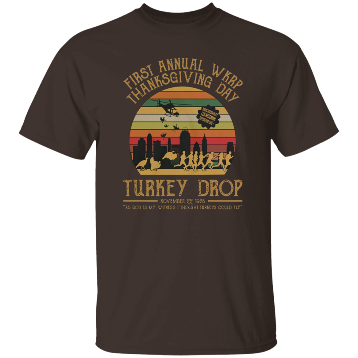 Retro Sunset First Annual WKRP Thanksgiving Day Turkey Drop Vintage Unisex T-Shirt - lucy - 89771145