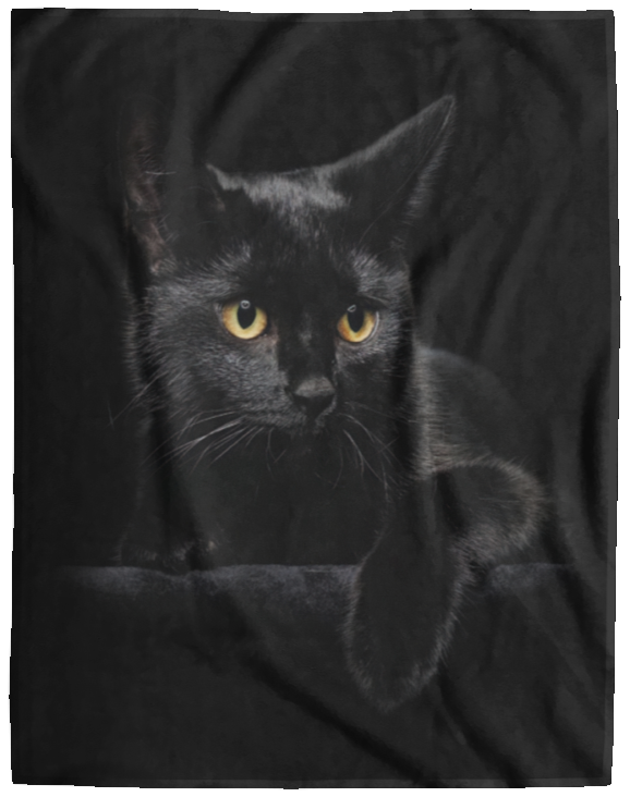 Black Cat Fleece Blanket, Premium Sherpa Blanket, Cat Blanket, Black Cat Quilt, Black Cat Lovers Blanket, Pet Blanket VPL Cozy Plush Fleece Blanket - 60x80