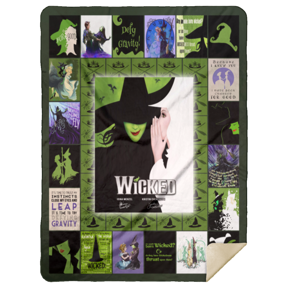 Wicked Fleece Blanket, Premium Sherpa Blanket, Wicked Blanket, Musical Quilt, Wicked Musical Blanket MSHL Premium Sherpa Blanket 60x80