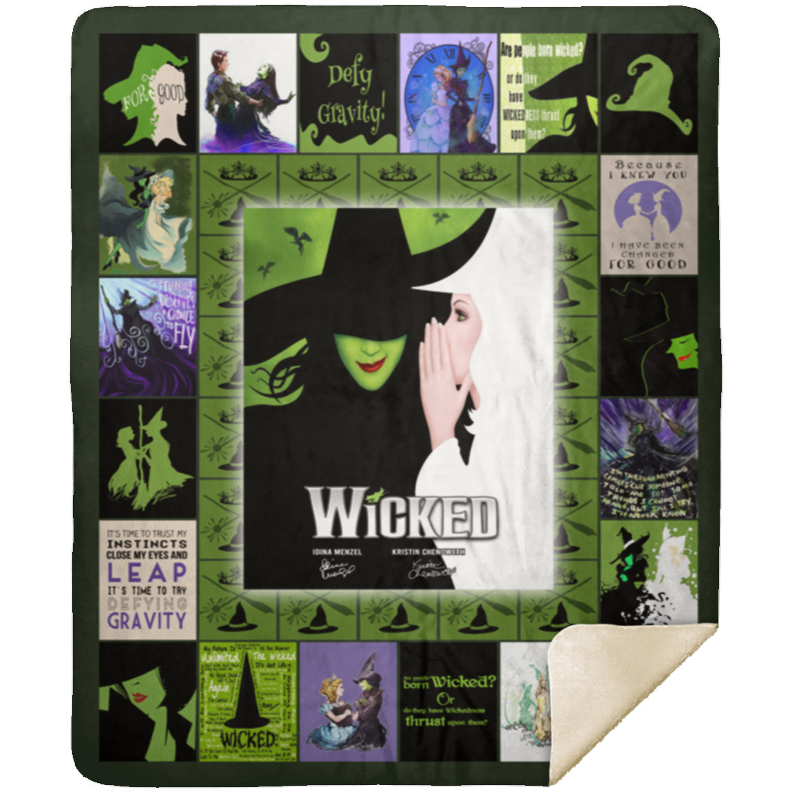 Wicked Fleece Blanket, Premium Sherpa Blanket, Wicked Blanket, Musical Quilt, Wicked Musical Blanket MSHM Premium Sherpa Blanket 50x60