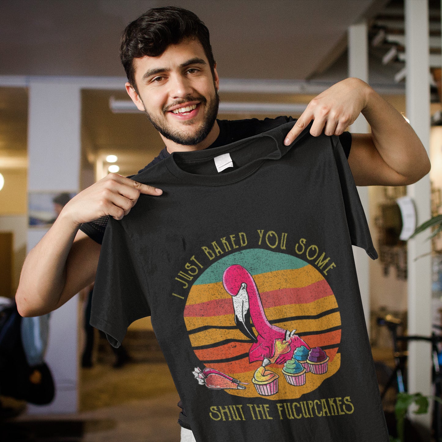 Flamingo I Just Baked You Some Shut The Fucupcakes Vintage T-Shirt