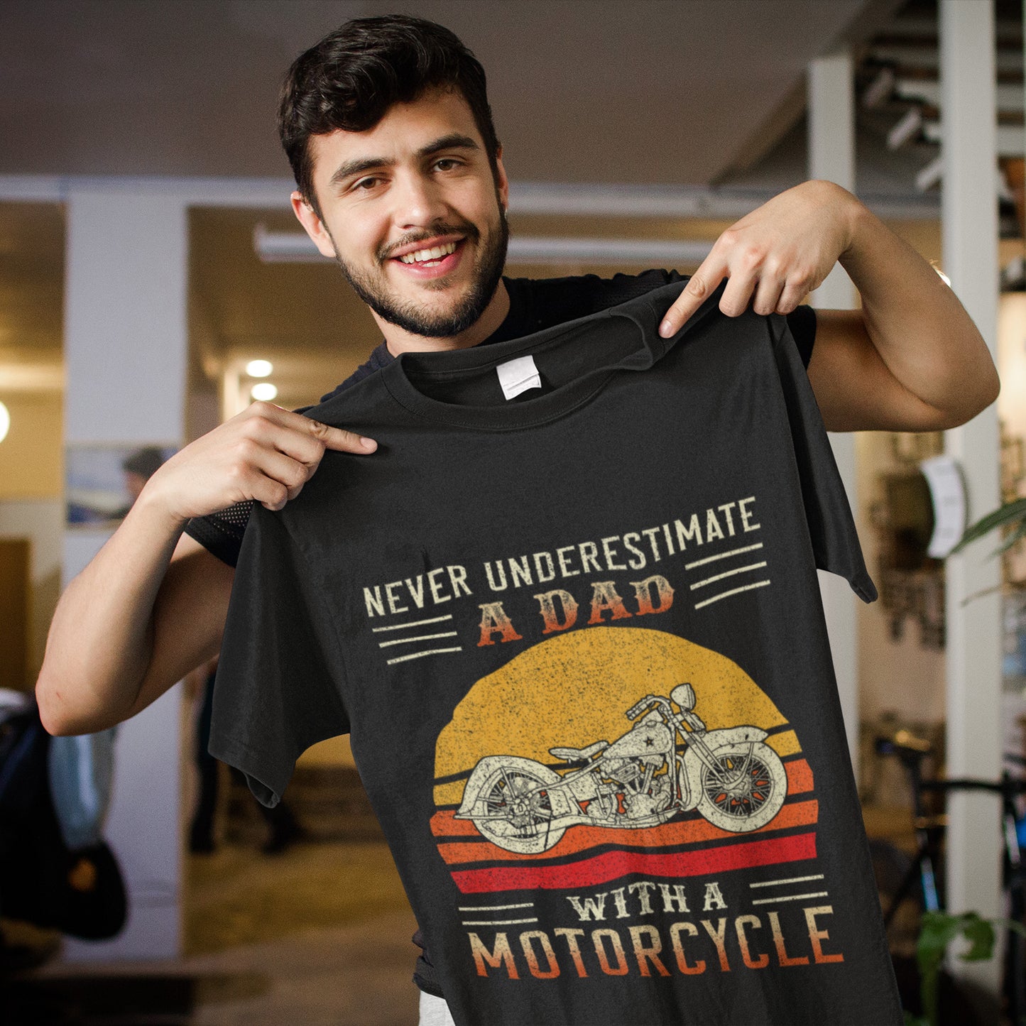Never Underestimate A Dad With A Motorcycle T-Shirt