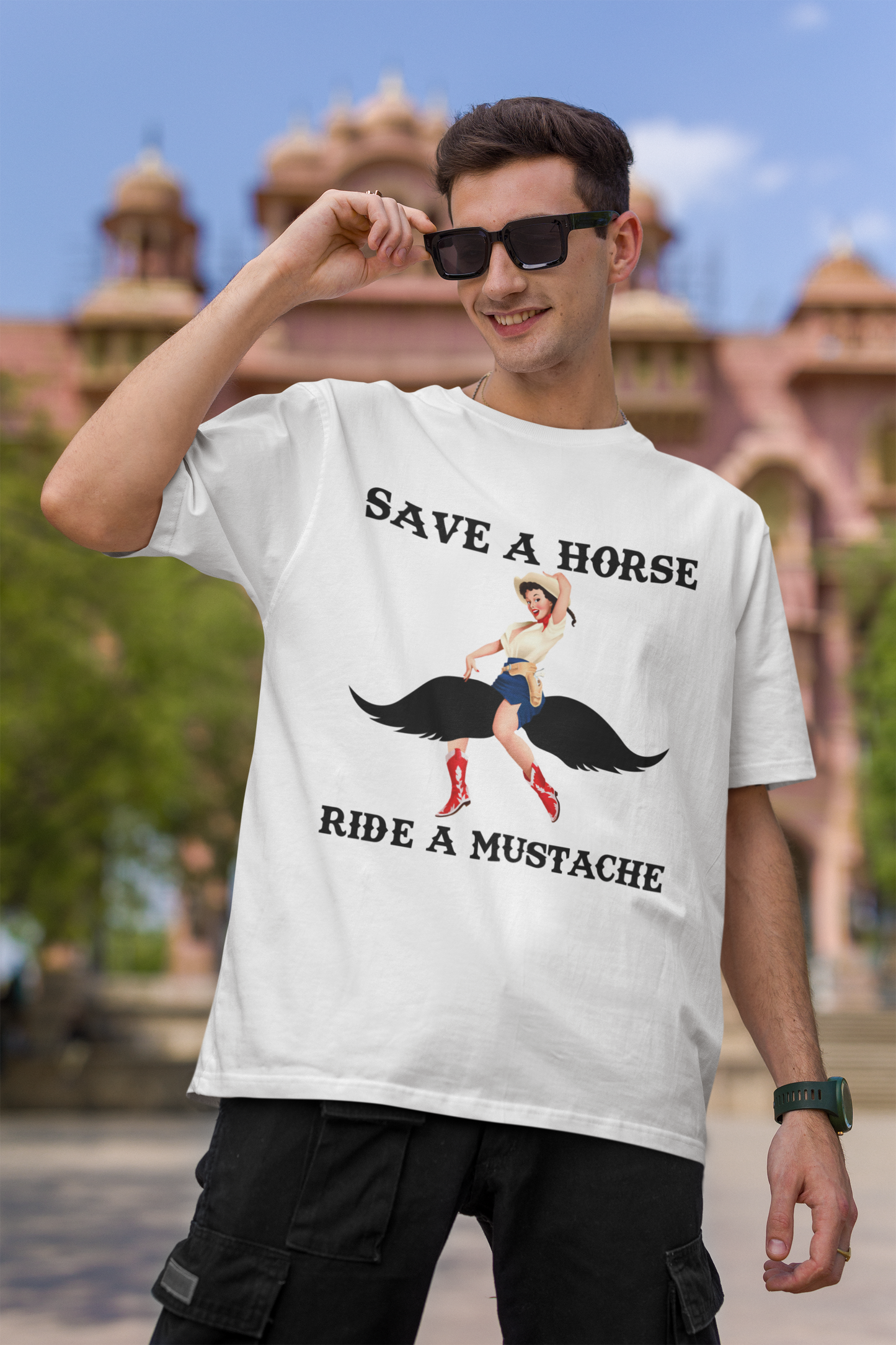 Save A Horse Ride A Mustache Vintage