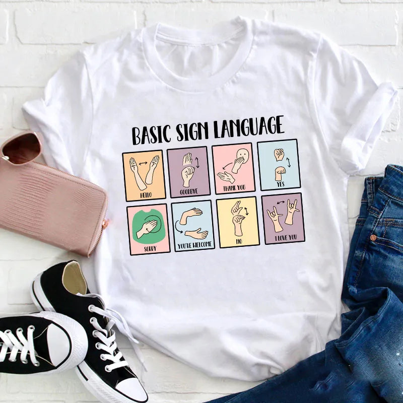Basic Sign Language T-Shirt | ASL Learning Graphic Tee