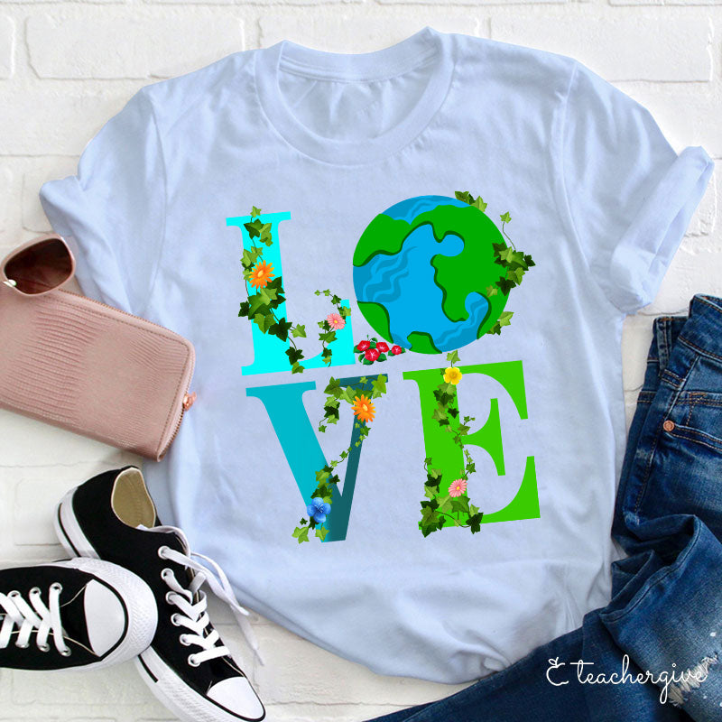 Earth Love Graphic Tee - Eco Friendly Nature Inspired T-Shirt