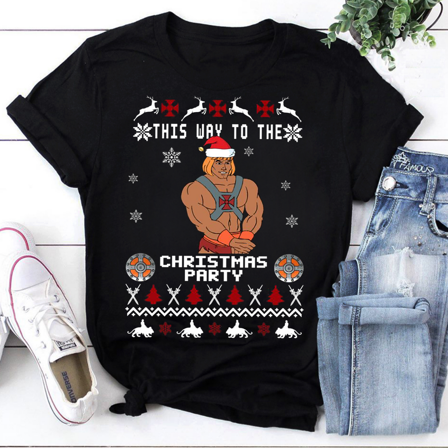 This Way to the Christmas Party He-Man Ugly Holiday Shirt