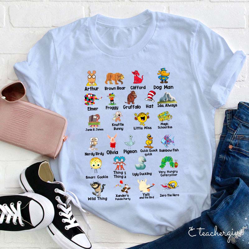 Classic Children's Book Characters T-Shirt | Arthur, Clifford, Dog Man & More