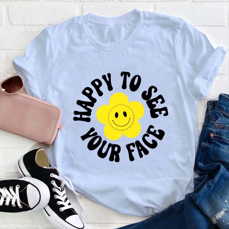 Happy To See Your Face Smiley Flower Graphic Tee