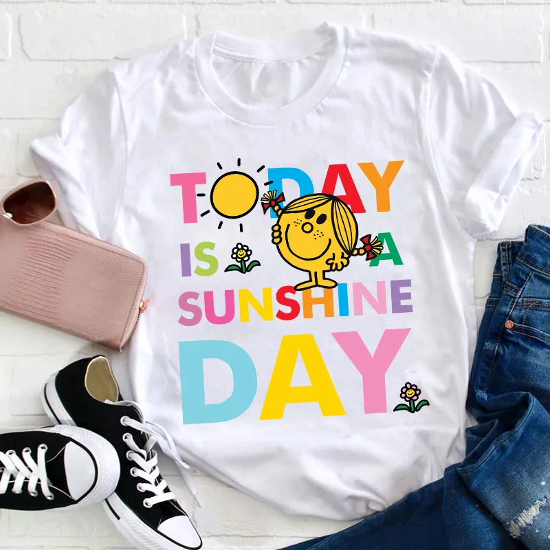 Today is a Sunshine Day Colorful Graphic Tee with Cute Character
