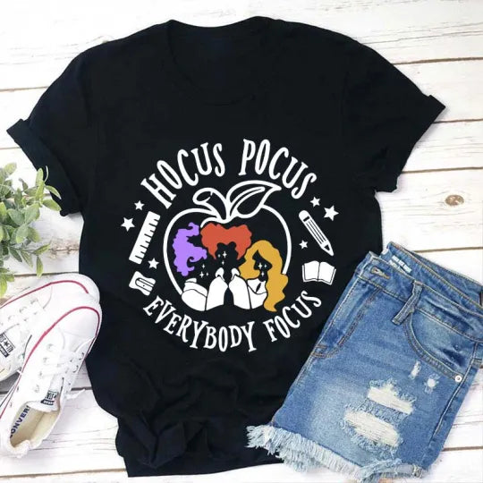 Hocus Pocus Everybody Focus T-Shirt - Halloween Witchy Teacher Shirt