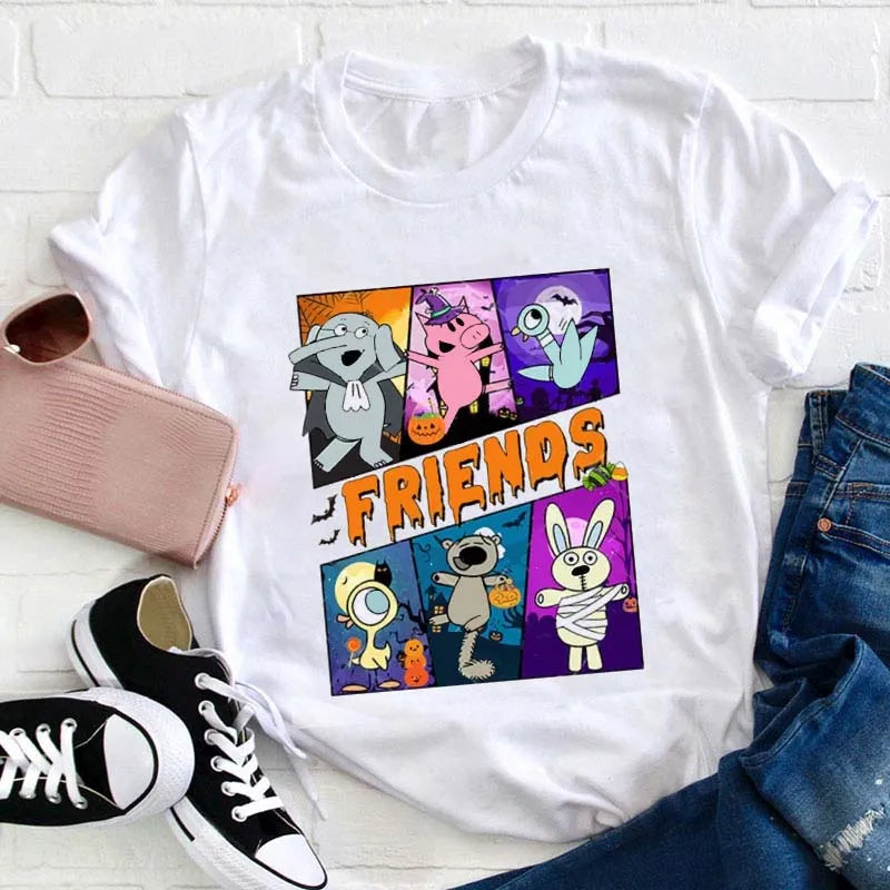Halloween Cute Animal Friends T-Shirt – Spooky Cartoon Costume Tee