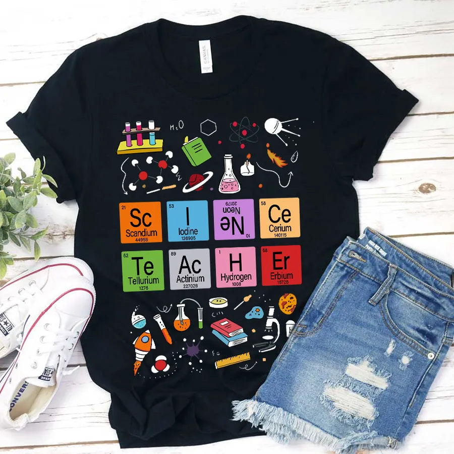 Science Teacher Periodic Table Elements T-Shirt - Fun Chemistry & Physics Tee