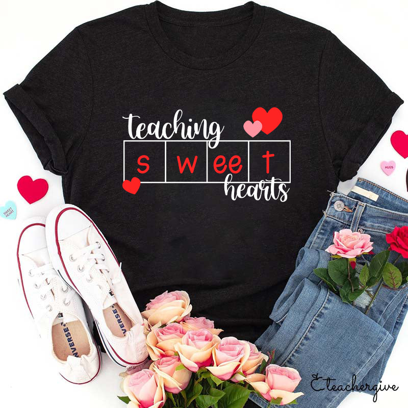 Teaching Sweet Hearts Teacher T-Shirt - Cute Valentine's Day Gift Tee