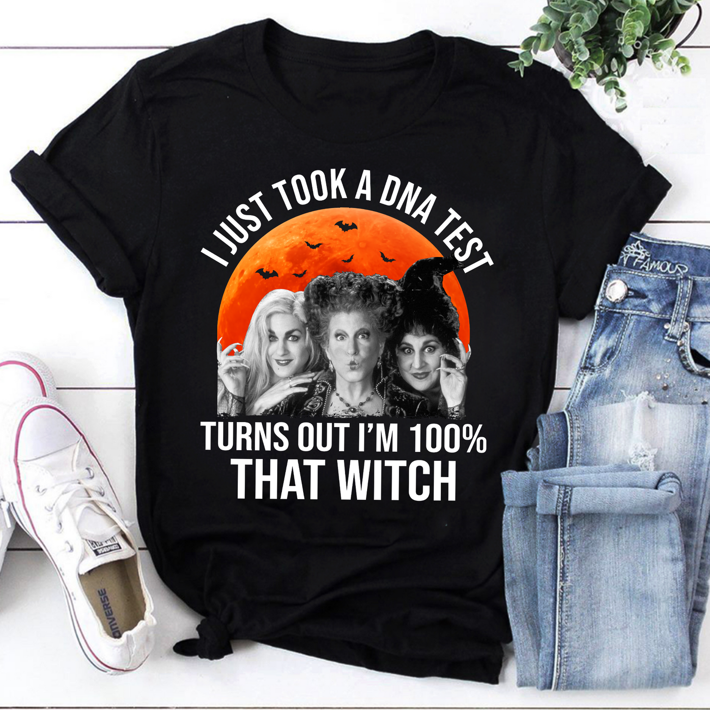Funny Hocus Pocus Witch Halloween T-Shirt DNA Test 100% That Witch Tee