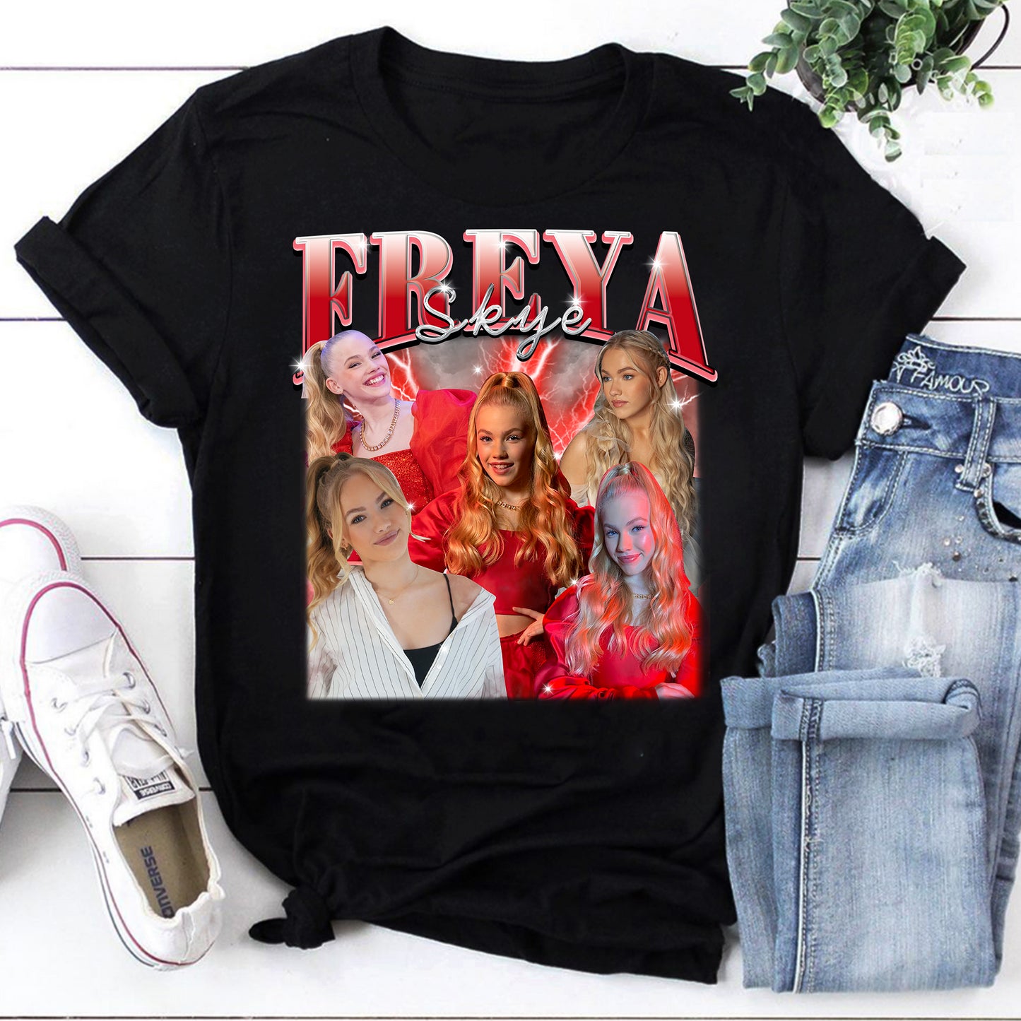 Freya Skye Collage Black T-Shirt Fans Graphic Tee