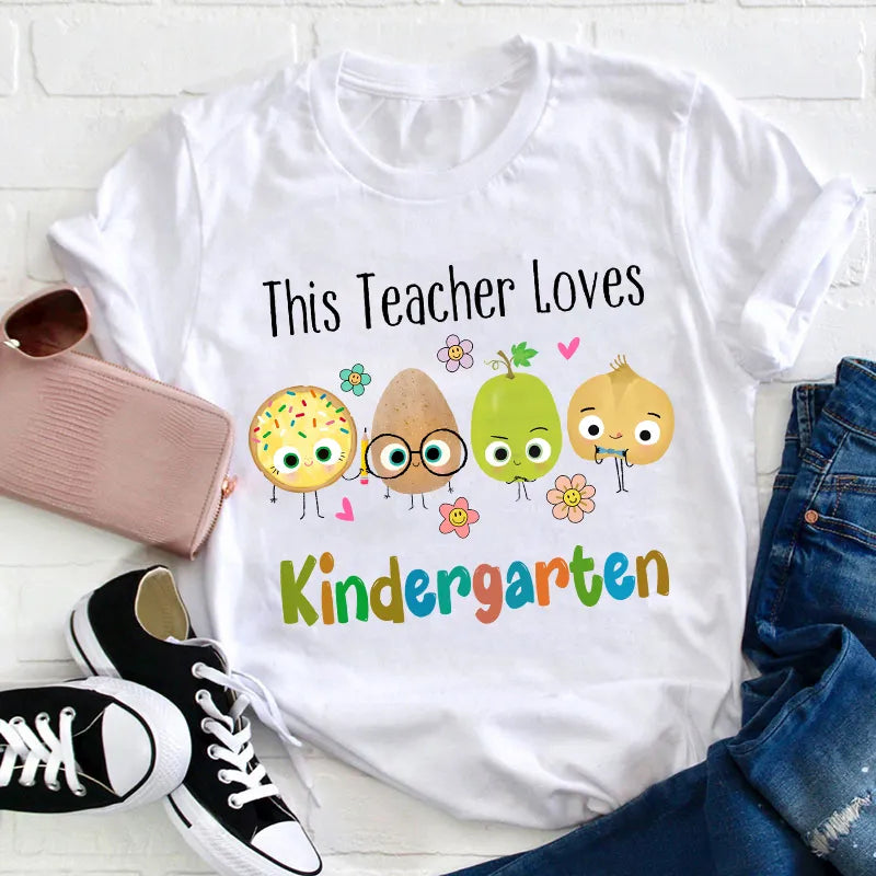 This Teacher Loves Kindergarten T-Shirt - Cute Teacher Gift Tee