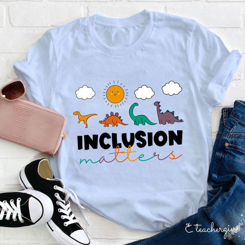 Inclusion Matters Dinosaur T-Shirt - Cute Kids Diversity and Unity Tee