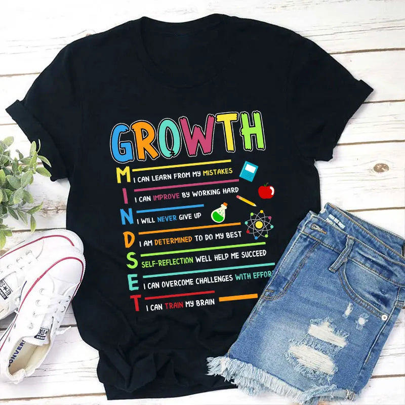 Growth Mindset Motivational T-Shirt - Learn, Improve & Succeed Tee