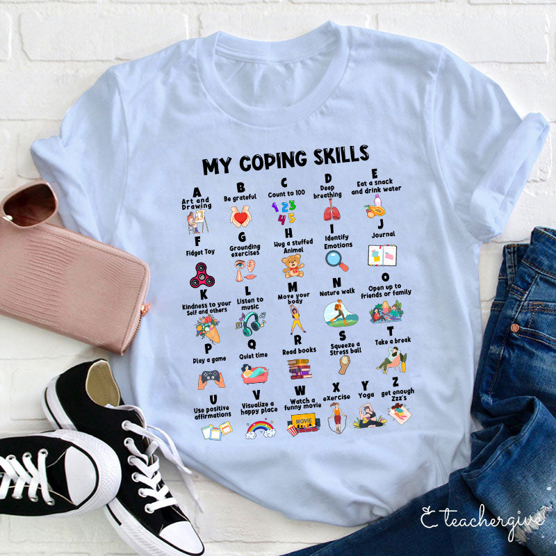 My Coping Skills ABC T-Shirt - Mental Health Self-Care Alphabet Tee