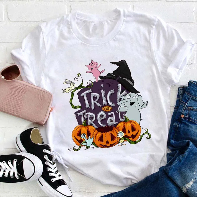 Cute Halloween Trick or Treat Cartoon Pumpkin Ghost T-Shirt
