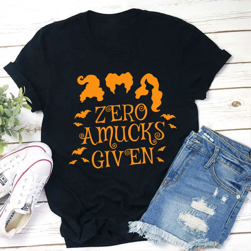 Zero Amucks Given Halloween Shirt | Funny Witch Hair Tee