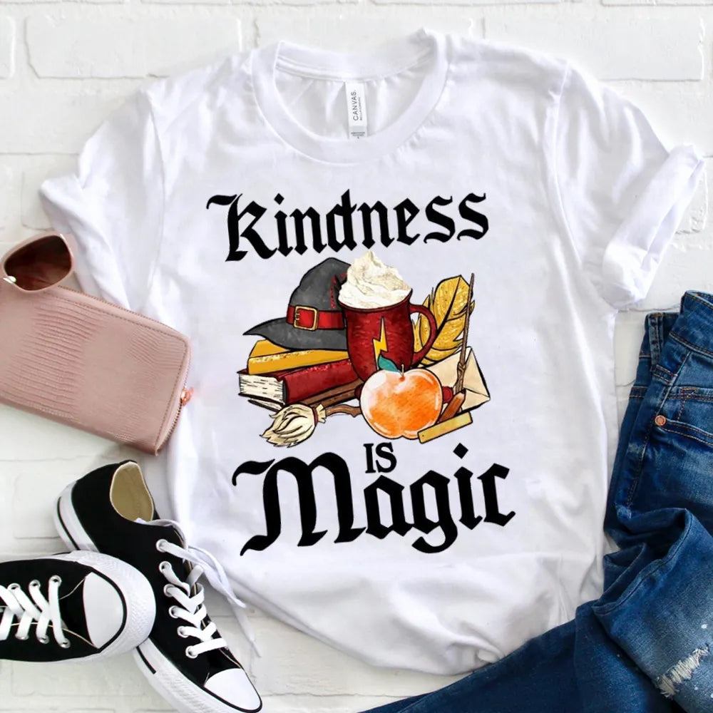 Kindness Is Magic Harry Potter Inspired T-Shirt with Books and Coffee Mug