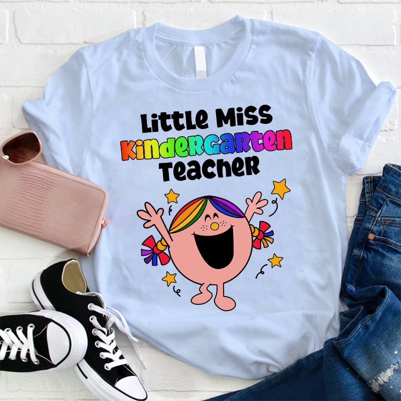 Little Miss Kindergarten Teacher T-Shirt - Colorful Cute Teacher Gift Tee
