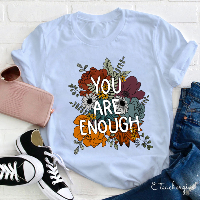 Vintage Retro You Are Enough Sunburst T-Shirt Inspirational Quote Tee