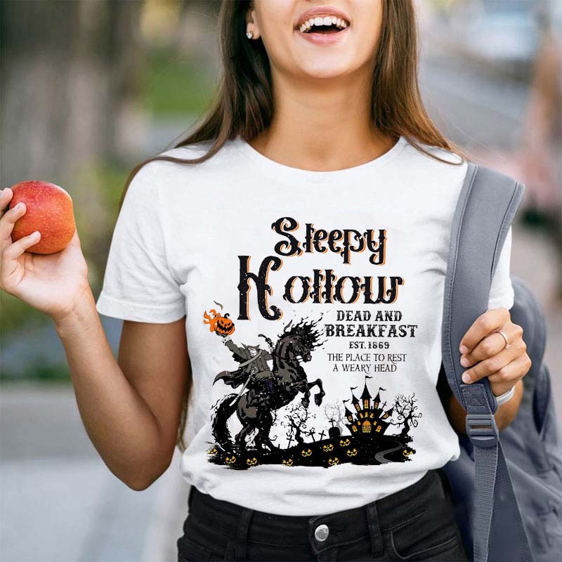 Sleepy Hollow Dead and Breakfast Horror Graphic Tee