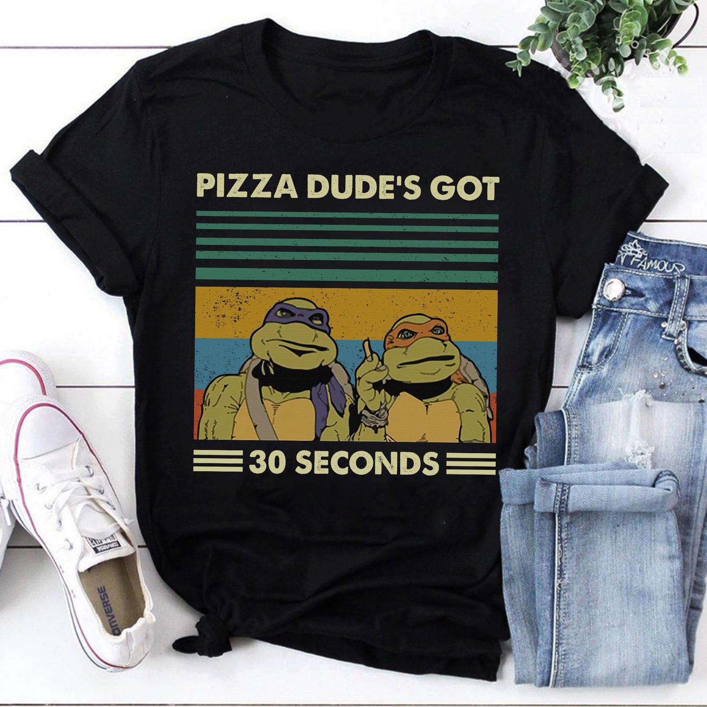 Vintage Ninja Turtles Shirt - Pizza Dude's Got 30 Seconds Retro Tee
