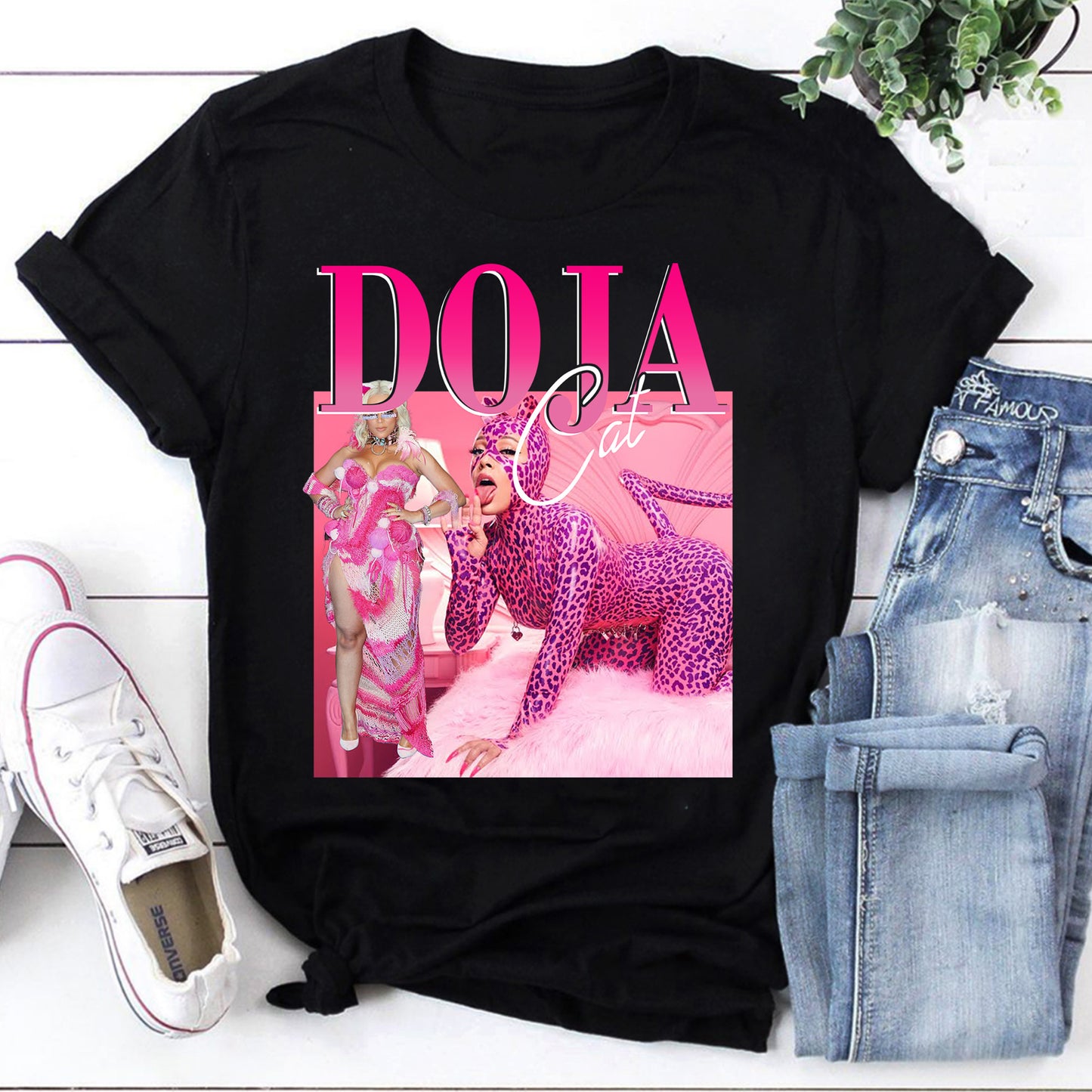 Doja Cat Graphic Sweatshirt - Bold Pink Leopard Print Design
