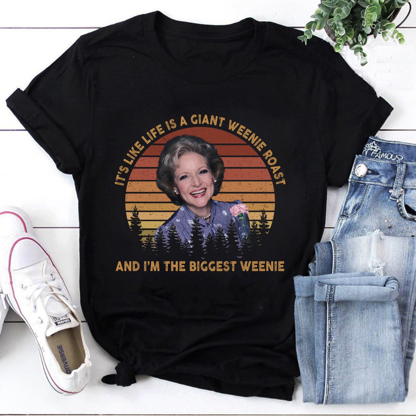 Funny Golden Girls T-Shirt - It's Like Life is a Giant Weenie Roast Graphic Tee