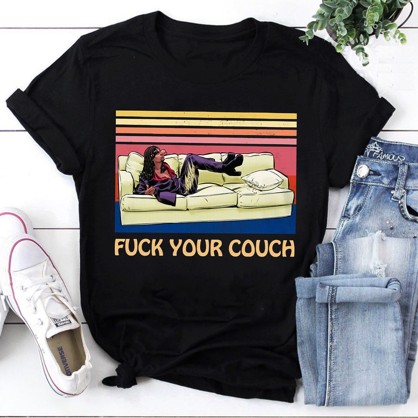 Funny Retro 'Fuck Your Couch' Graphic Tee with Vintage Vibes