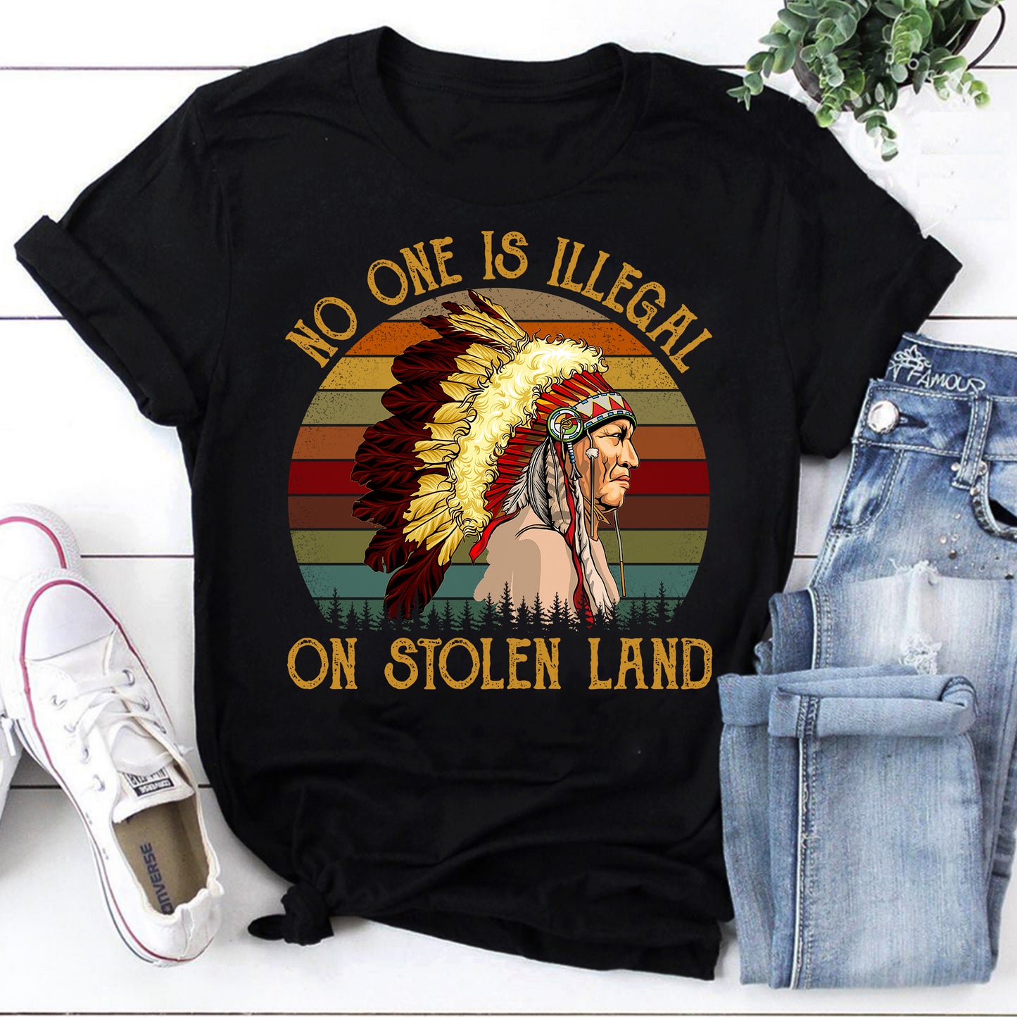 No One Is Illegal On Stolen Land Native American Sweatshirt