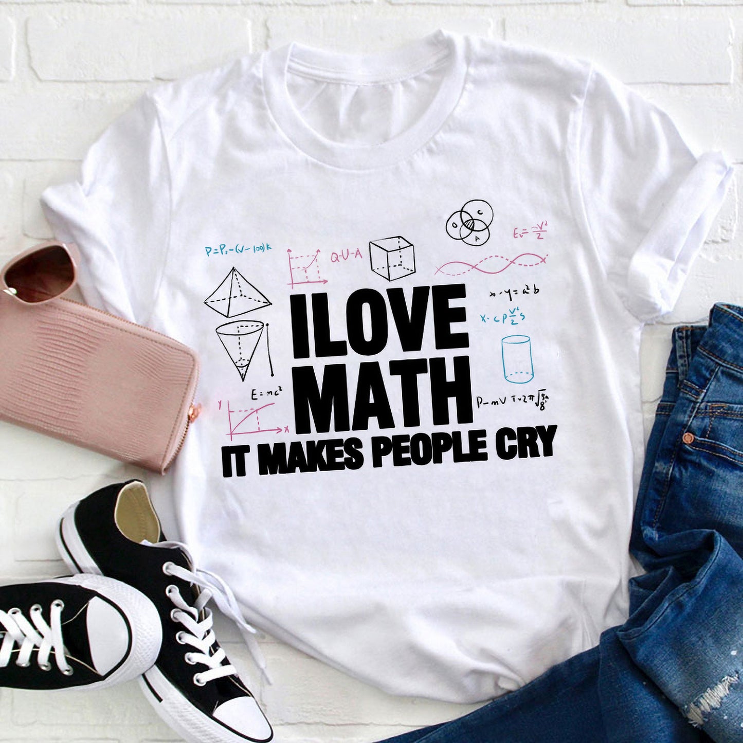 I Love Math Funny Graphic T-Shirt Cute Math Lover Tee